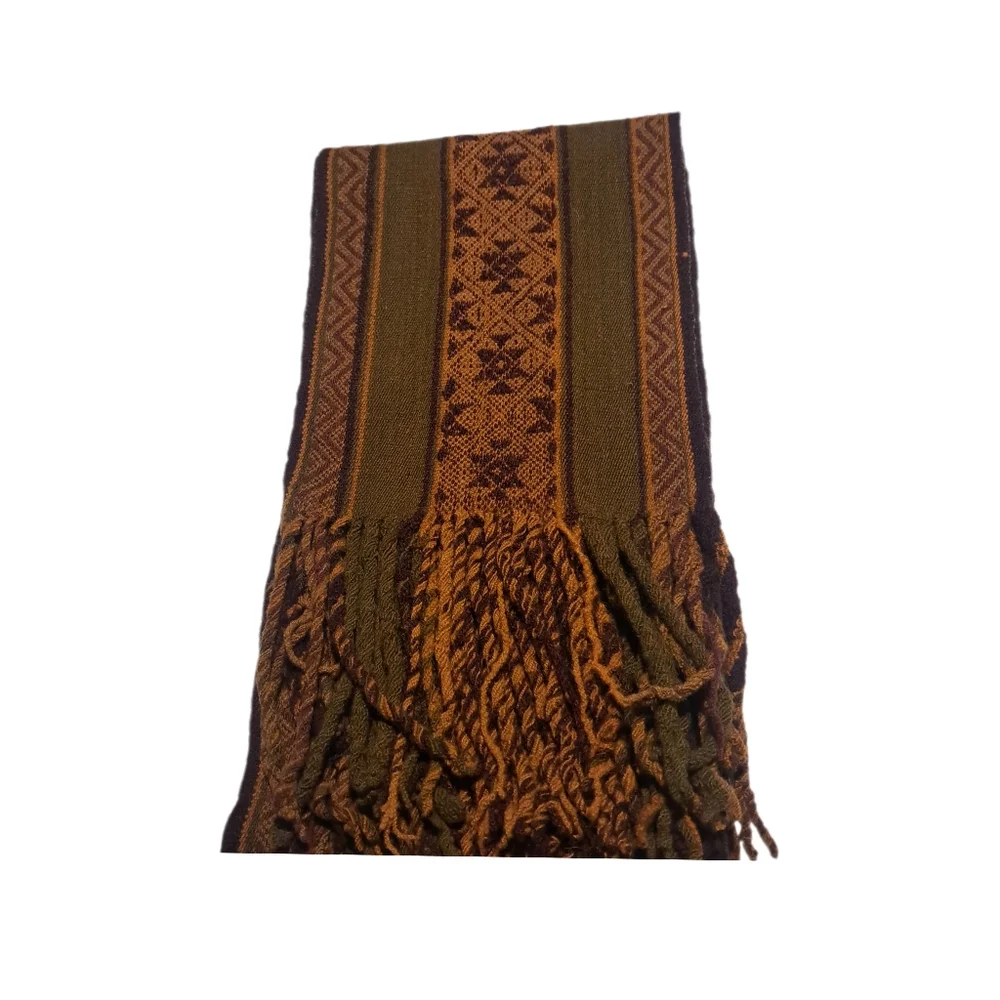 Chic Fringed Woven Multicolor Scarf